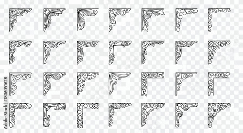 Elegant Decorative Corner Designs A Collection of Artistic Border Elements for Versatile Use