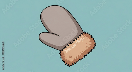 A cozy mitten with fur trim to keep hands warm in the winter season