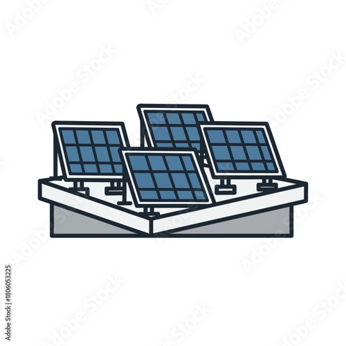 Solar Panel Array Icon Sustainable Energy Solution for Buildings and Infrastructure