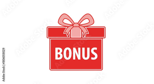A red gift box with a bow on top has the word BONUS written on it