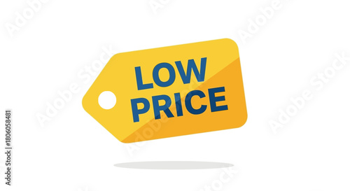 Yellow tag with LOW PRICE in blue It floats with a light shadow