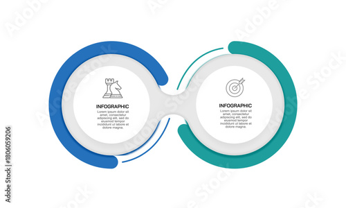 2 Options Strategy Concept Template with Infinite Loop Design and Icons. Vector illustration.