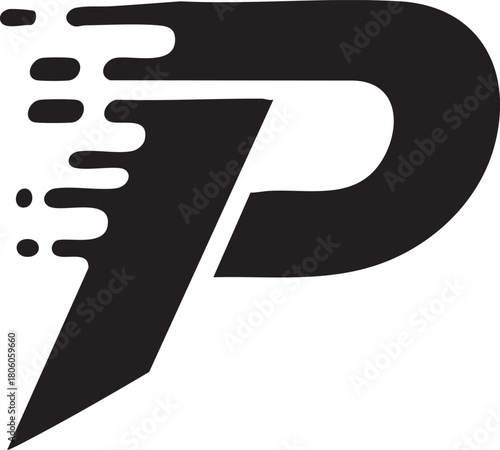 Dynamic Letter P Vector Logo Design with Speed Motion Effect, a powerful symbol representing rapid progress and innovation for modern business branding. This sleek graphic element is perfect for conve