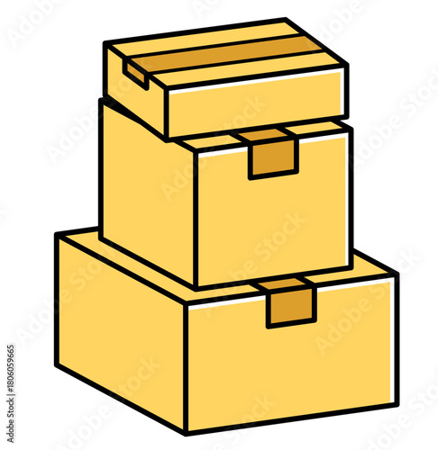 積み重なった段ボール箱