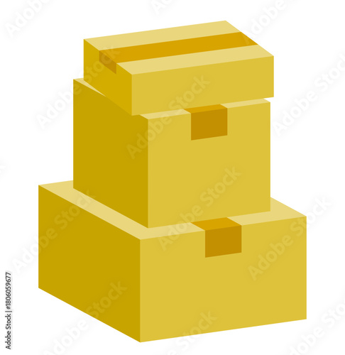 積み重なった段ボール箱のイラスト