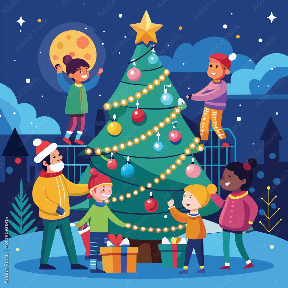 Naklejka premium christmas card with santa claus