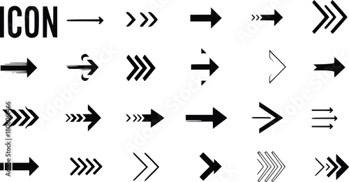 Arrow Icon Grid – 30 Minimalist Directional Symbols for UI, Signage, and Merch Design