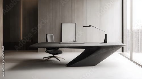 Modern office interior with unique desk