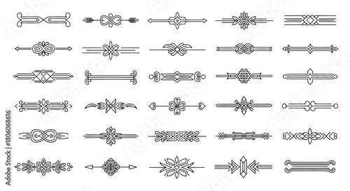 Elegant Decorative Divider Elements Collection for Design and Enhancement | Ornament Line Art