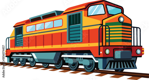 Train Engine Illustration – Railway Locomotive Vector Design