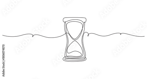 Hourglass continuous single line art drawing vector illustration,Minimalist One Line Hourglass Drawing,Continuous Line Drawing of an Hourglass