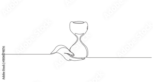 Hourglass continuous single line art drawing vector illustration,Minimalist One Line Hourglass Drawing,Continuous Line Drawing of an Hourglass