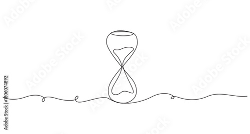 Hourglass continuous single line art drawing vector illustration,Minimalist One Line Hourglass Drawing,Continuous Line Drawing of an Hourglass