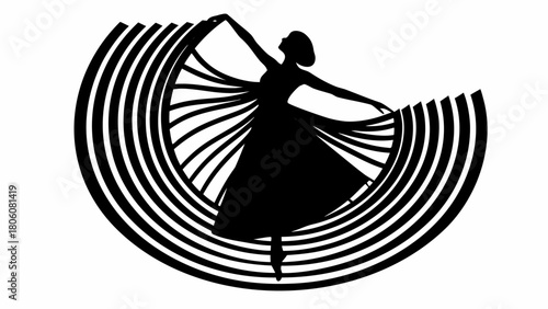 Elegant dancer silhouette with flowing lines, expressive art, modern movement and grace for creative projects