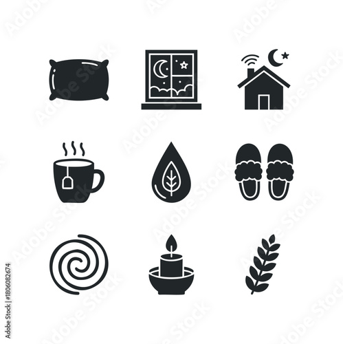 Comfortable Home Icons for Relaxation and Rest Essential Elements for Cozy Living Spaces