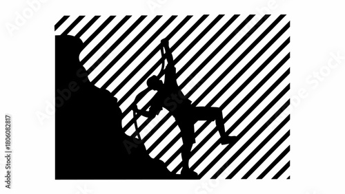 Dynamic climber conquering a rock face with determination, showcasing strength and resilience in sports