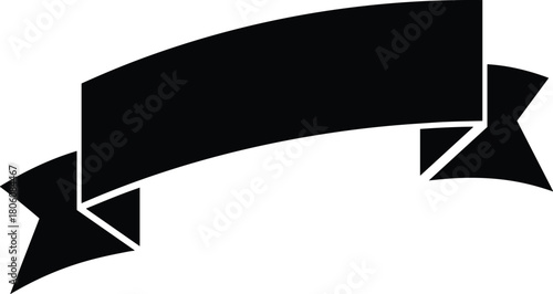 Blank ribbon banner illustration, decorative vector design element, curved symmetrical shape artwork, graphic frame for text, certificate poster digital layout