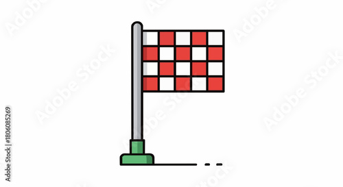 Checkered Flag on a Pole, Symbol of Victory and Competition in Sports and Racing Events
