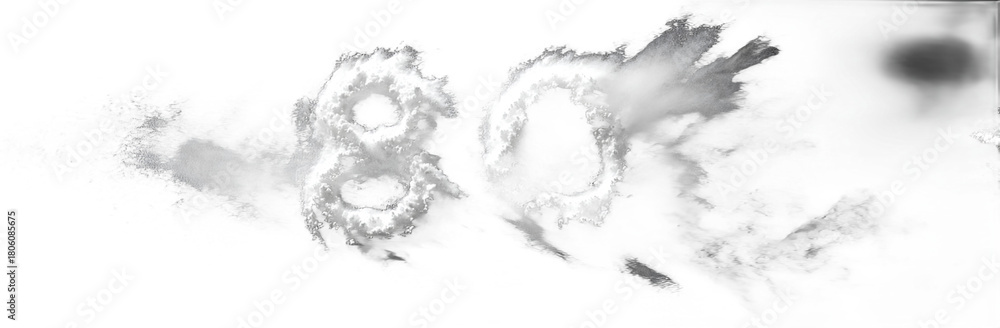 Fototapeta premium Gray Number Eighty Smoke Cloud Formation Isolated on Transparent Background, PNG