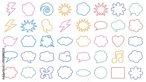 Collection of colorful speech bubbles isolated on cute and playful vector illustration of various shapes, perfect for adding a fun touch to designs