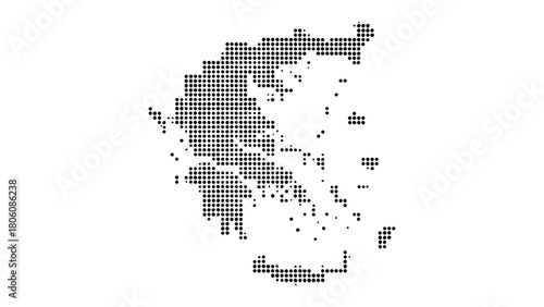Dotted map of greece isolated on pixel art style representation of the countrys borders, perfect for geographic visualizations and design projects