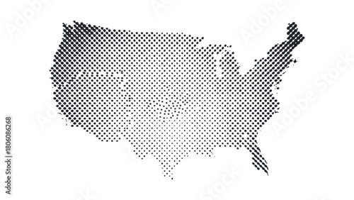 Halftone united states of america map isolated on vector illustration of usa map with halftone effect dotted map of united states of america
