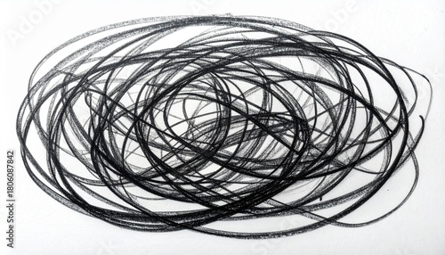 Wallpaper Mural Abstract charcoal scribble drawing on white paper, chaotic messy lines, hand-drawn texture, artistic background, black and white sketch Torontodigital.ca