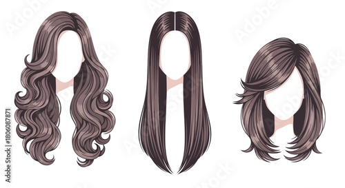 Diverse Hair Styles Wavy Straight and Bob Cuts.