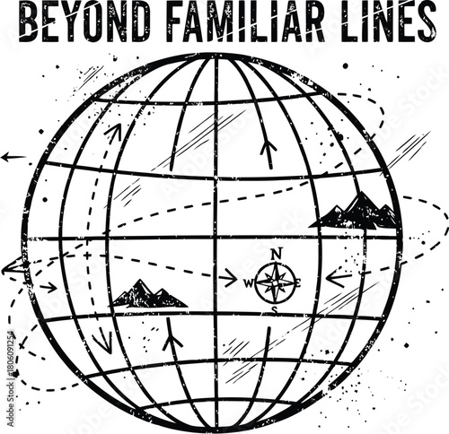 Explore beyond familiar lines with this unique globe design, perfect for travel inspiration and adventure themes, charting new courses and discovering amazing destinations around the world