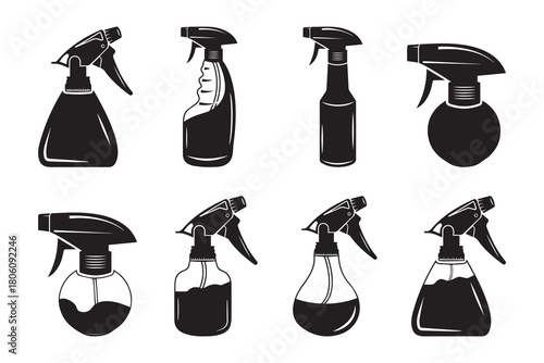 Spray Bottle black shape icon silhouette vector flat illustration design on white background