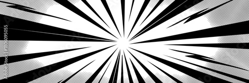 High-energy comic burst style with classic manga motion. Anime lines amplify speed, forming a vivid comic background and a crisp manga burst background.