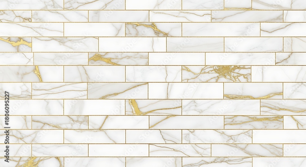 Fototapeta premium White marble pattern with gold veining for design background
