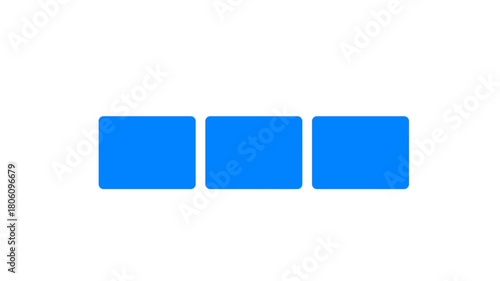 Business workflow blue rectangle infographic 3 steps template animation.