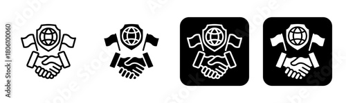 Diplomacy Icon Line and Black Fill Style Collection