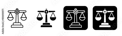 Judicial Icon Line and Black Fill Style Collection