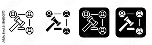 Policy Icon Line and Black Fill Style Collection