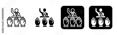 Democracy Icon Line and Black Fill Style Collection