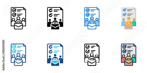 Job listings icon set multiple style collection 
