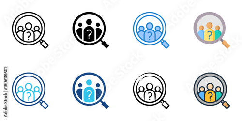 Candidate search icon set multiple style collection 
