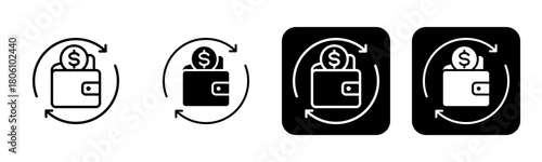 Cashflow Icon Line and Black Fill Style Collection