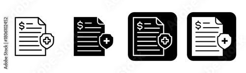 Insurance Coverage Icon Line and Black Fill Style Collection