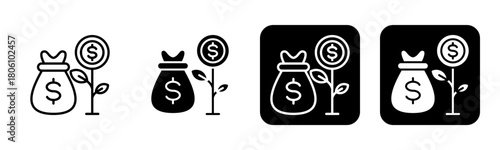 Investment Icon Line and Black Fill Style Collection