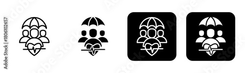 Health Insurance Icon Line and Black Fill Style Collection
