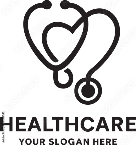 Stethoscope heart healthcare logo