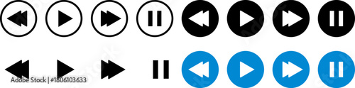 Collection of oval shaped media playback control icons