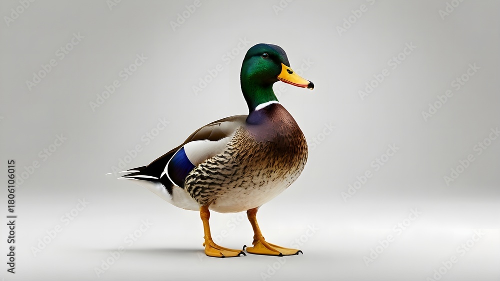 Obraz premium Duck Standing Isolated on White Background” 