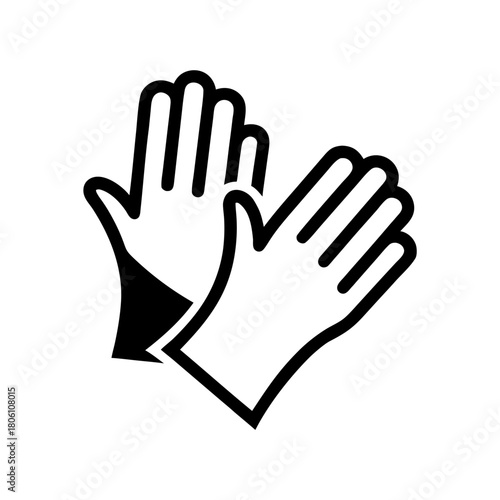 A clean outline icon showing two disposable gloves, symbolizing hygiene, safety, and salon sanitation.
