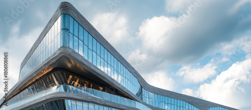 Modern architectural design sleek building exterior with unique roof