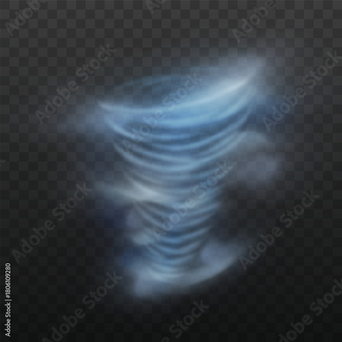 Realistic tornado swirl storm, hurricane wind vortex, vector 3D cyclone twister disaster, whirlwind air vortex funnel