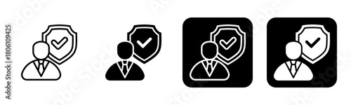 Policy Icon Line and Black Fill Style Collection